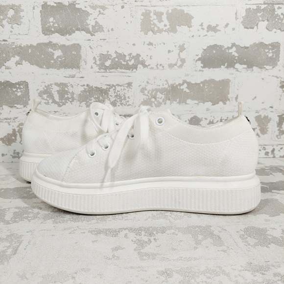 NEW Nordstrom Sneakers White Platform Lace Up Casual Minimal Clean i566 - Picture 3 of 10